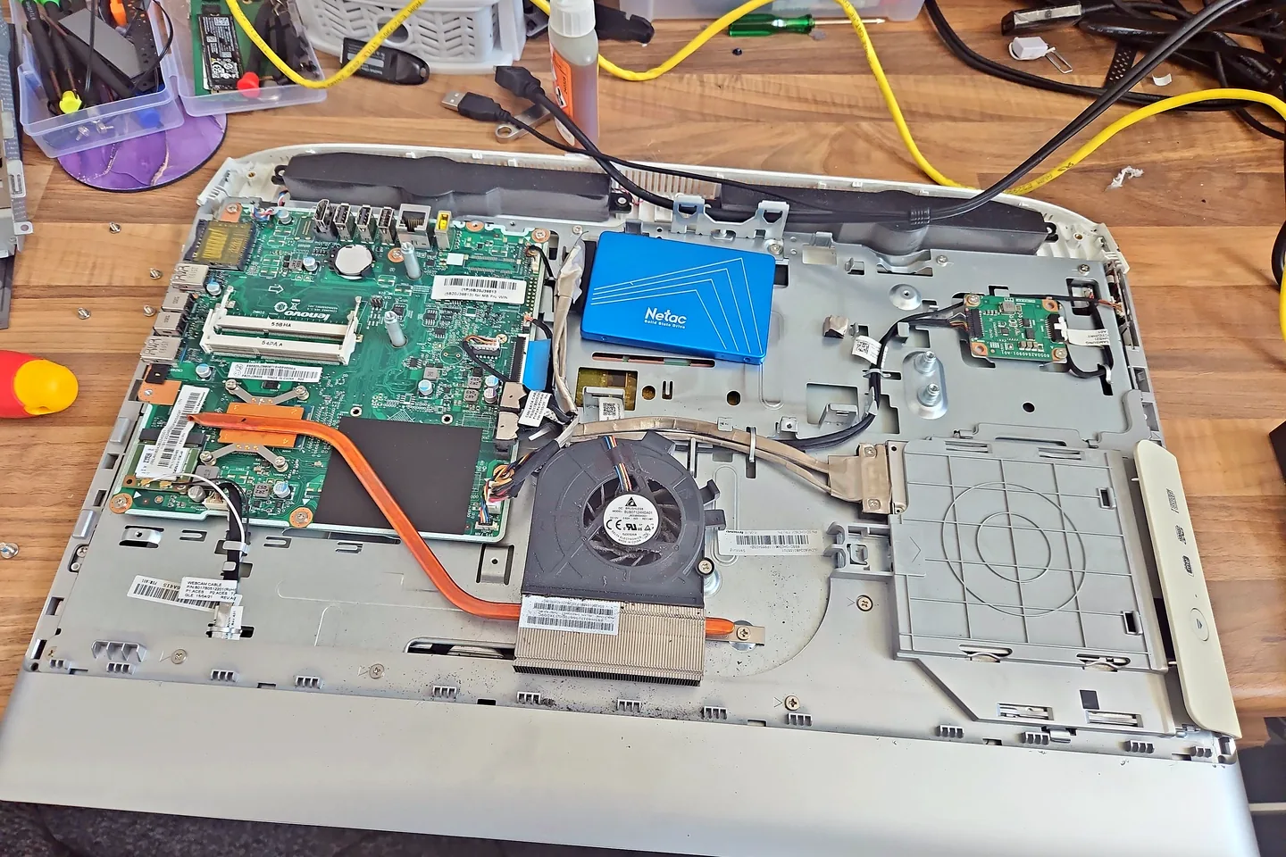 All-in-one computer opened for repair at PC Repair Guru for customers in Kings Norton, Birmingham