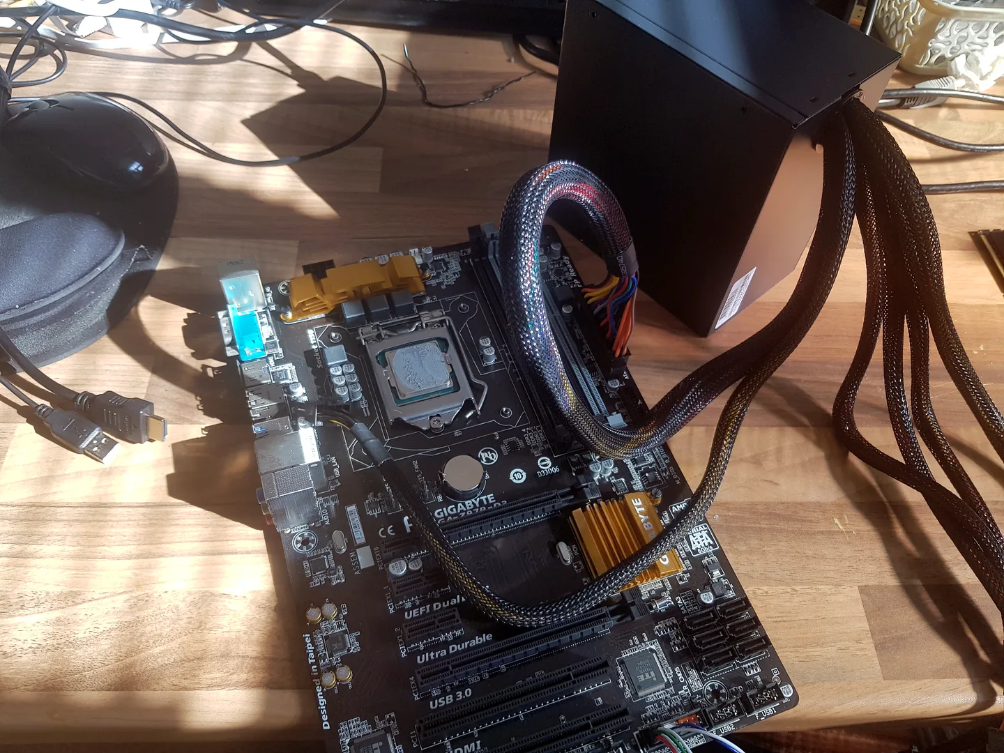 Desktop computer opened for fault diagnosis at the PC Repair Guru workshop in Birmingham