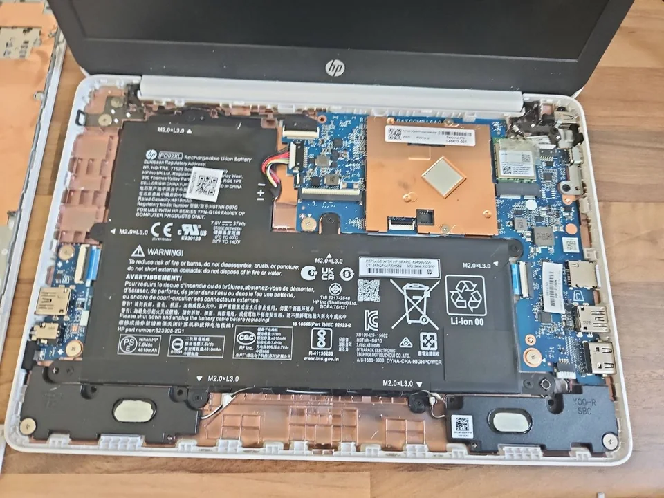 HP Stream laptop opened for internal battery inspection at PC Repair Guru in Birmingham HP Stream laptop opened for internal battery inspection at PC Repair Guru in Birmingham