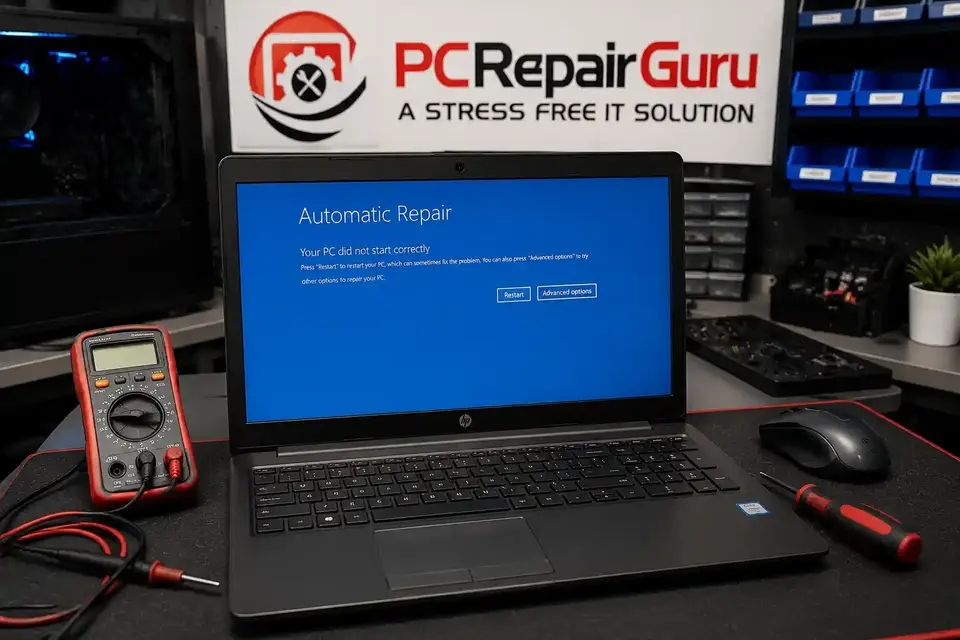 Windows Automatic Repair screen displayed during startup fault diagnosis at PC Repair Guru in Birmingham