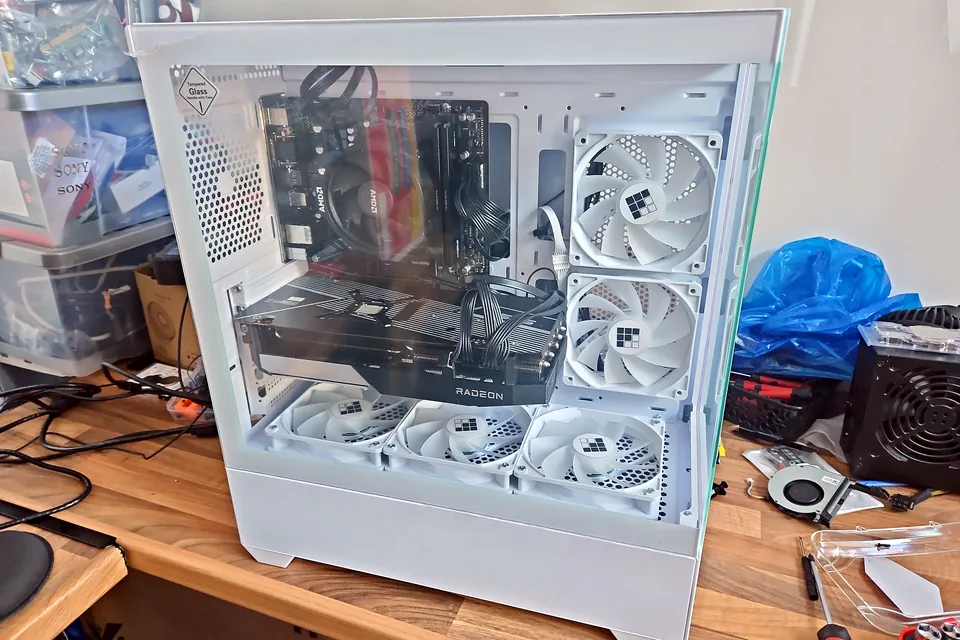 Desktop gaming computer open on the PC Repair Guru workshop bench in Small Heath, Birmingham