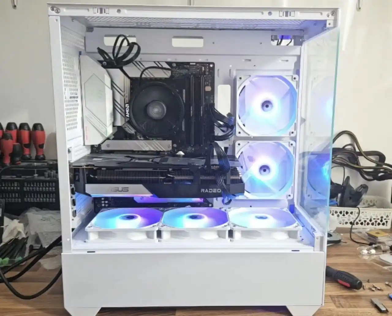 Custom gaming PC build in Birmingham with graphics card, RGB cooling, clean cable routing and testing by PC Repair Guru